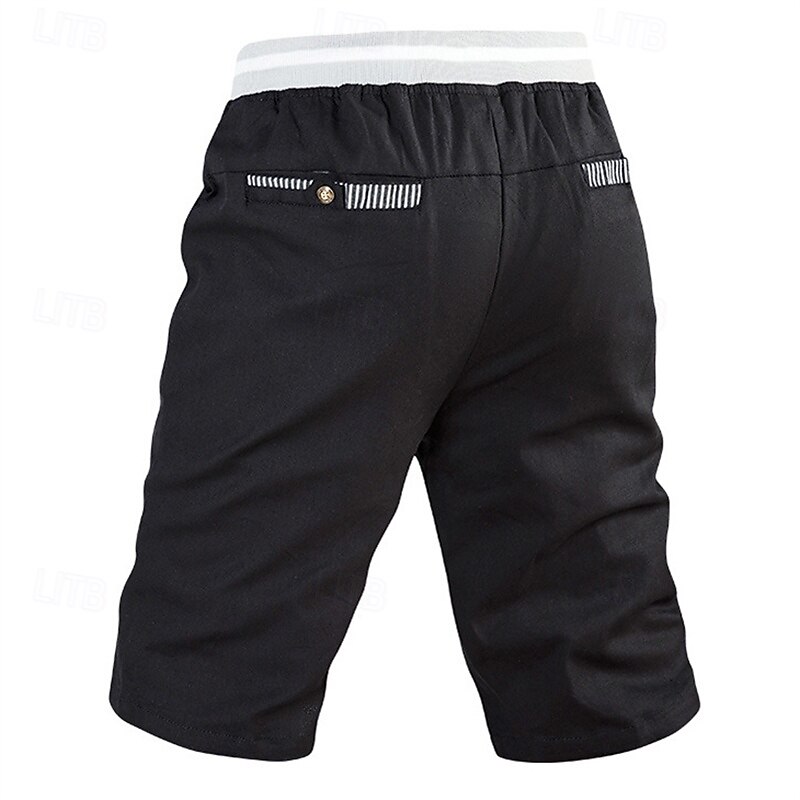 Men's Dress Shorts Burmuda Shorts Work Shorts Pocket Drawstring Plain Comfort Breathable Knee Length Outdoor Business Fashion Casual Black Blue3