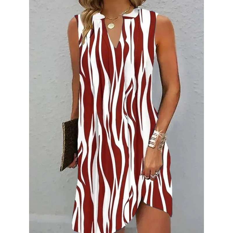 Women's Mini Dress Summer Dress Casual Daily Regular Fit Floral Graphic Sleeveless V Neck Red Navy Blue Green Gray Summer4