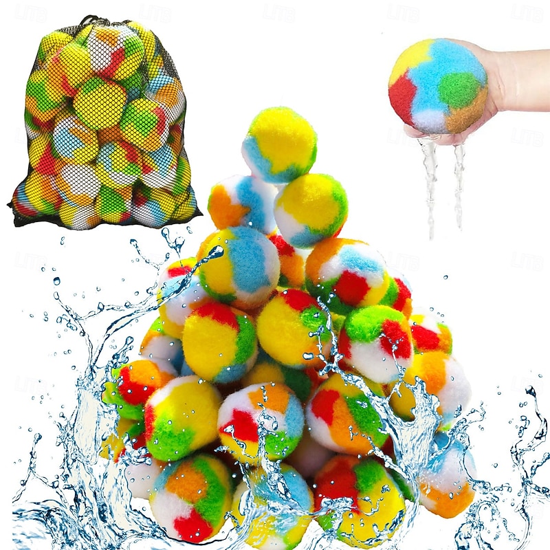 60 Pcs Reusable Water Balls Reusable Water Balloons for Outdoor Toys and Games Water Toys for Kids and Adults Boys and Girls - Summer Toys Ball for Pool and Backyard Fun