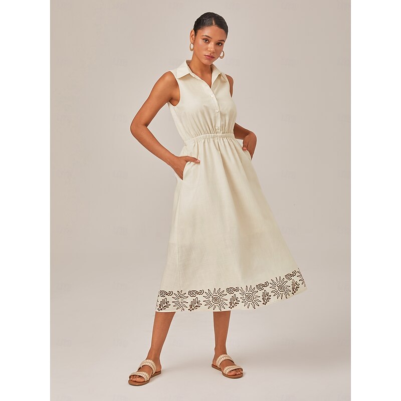 Linen Printed Shirt Dress