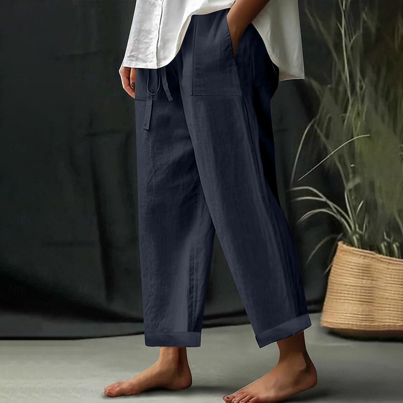 Women's EU / US Size Beach Shorts Comfort Full Length Natural Solid Color Casual Daily Deep Green Dark Brown Black 3# White Spring, Fall, Winter, Summer Loose Fit2