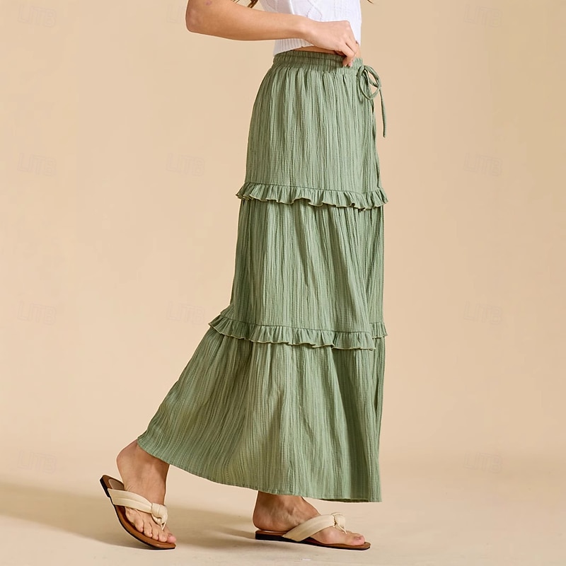 Retro Vintage Medieval Renaissance Maxi Skirt Solid Color Fancy Dress Women's Fantasy Vacation LARP Ren Faire Adults' Skirt Spring & Summer2