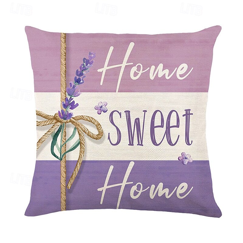 Summer Lavender Decorative Toss Pillows Cover 4PC Soft Square Couch Cushion Case Pillowcase for Bedroom Livingroom Sofa Chair4