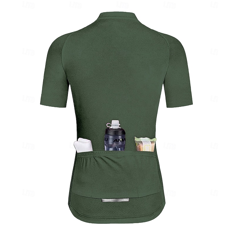 Women's Cycling Jersey Solid Color Graphic Short Sleeve Bike Jersey Top with 3 Rear Pockets Sunscreen UV Resistant Quick Dry Reflective Strips Sports Wine Red White Army Green Clothing Apparel2