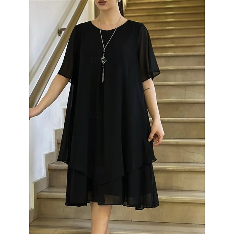 Women's Midi Dress A Line Dress Solid Color Summer Dress Casual Daily Regular Fit Graphic Plain Half Sleeve Crew Neck Black Purple Green Summer3