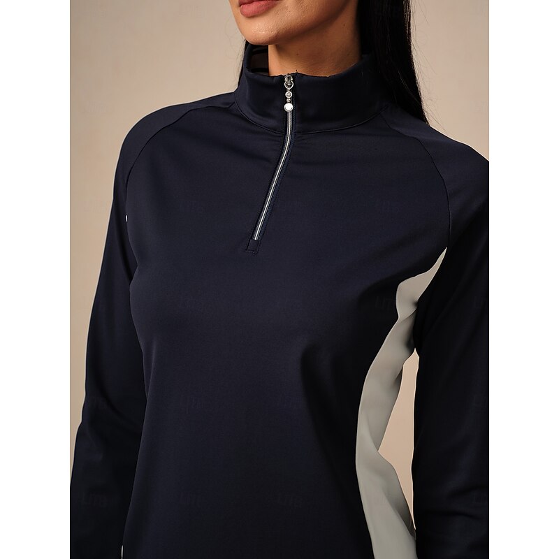 Women's Golf Polo Shirt Navy Rose Red Long Sleeve Top Ladies Golf Attire Clothes Outfits Wear Apparel4