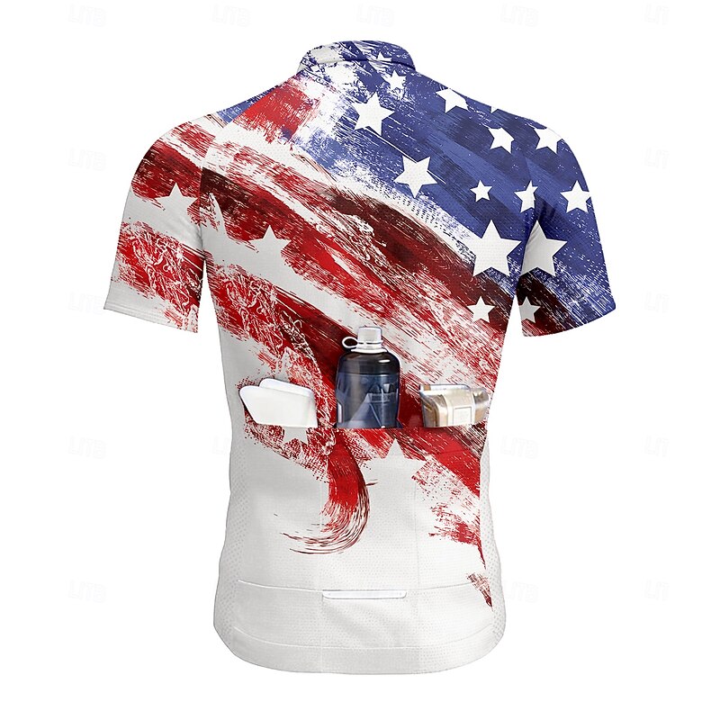 Men's Cycling Jersey Graphic National Flag Short Sleeve Bike Tee Tshirt Top with 3 Rear Pockets Quick Dry Front Zipper Wicking Sports Red Clothing Apparel2