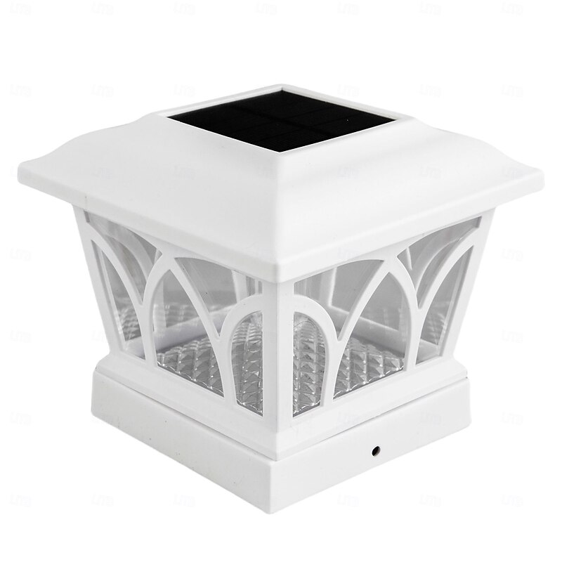 Solar Post Cap Lights Outdoor 4 Pack, Full & Mid 2 Lighting Brightness, Pearl White Fence Post Lights Solar Powered for Garden Fence Deck Mailbox3