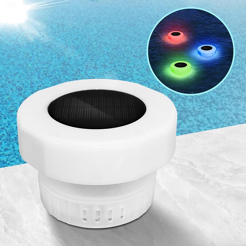 1 Pc Outdoor Solar Waterproof Swimming Pool Disinfection Box Rgb Color Changing Light Pool Fountain Floating Light Without Remote Control