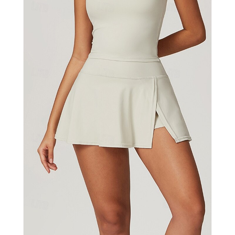 Women's Solid Colored Tennis Skirts Tennis Skirts with Shorts Split Moisture Wicking Tennis Golf Pickleball Bottoms Black Ivory Pink Tennis Clothing