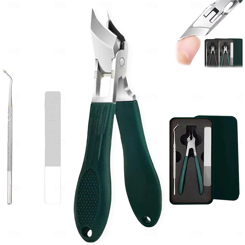 Wide Jaw Opening Anti-Splash Slanted Nail Clipper, Stainless Steel Curved Large Nail Clippers Trimmer, Fingernail Ingrown Toenail Clipper Cutters for Thick Nails for Seniors Men Women