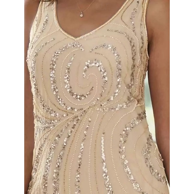 Beach Wedding Two Piece Sheath Mother of the Bride Dress Wedding Guest Elegant Sparkle & Shine V Neck Ankle Length Chiffon Sequined Long Sleeve with Sequin3