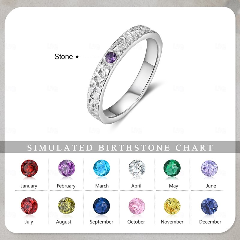 Personalized Birthstone Ring for Women, 12 Month Zodiac Protection Ring, Custom Lucky Jewelry Gift for Mom, Girlfriend, Wife, Ideal for Mother's Day, Valentine's Day, Christmas, Birthday, Anniversary