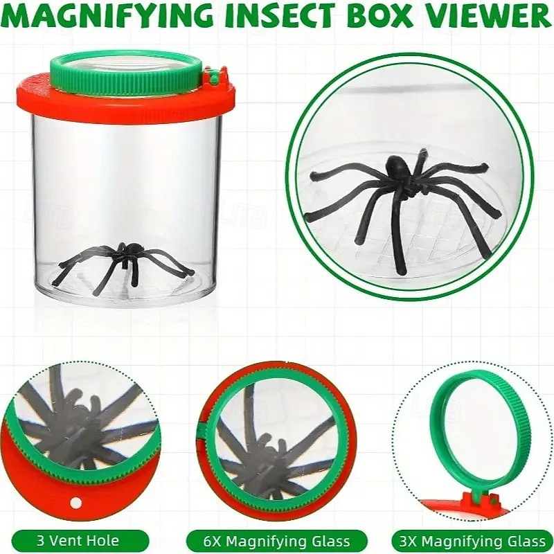 12-Pack Plastic Insect Terrariums with Magnifying Lids - Bulk Bug Containers for Nature Exploration Educational Science Kits for School Classroom2