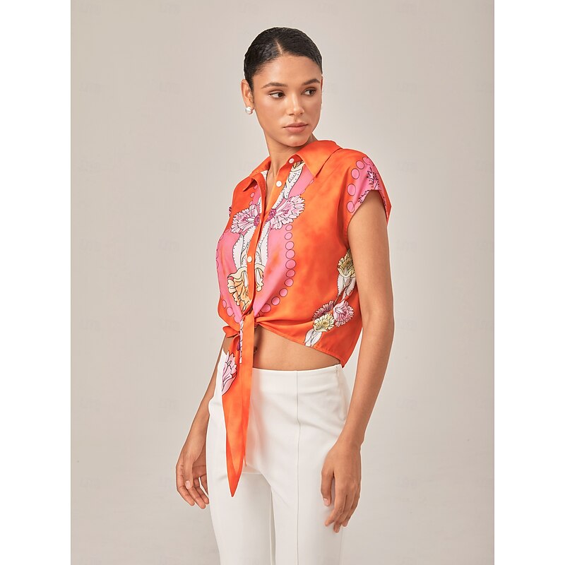 Vacation Style Orange Crop Tie Top4