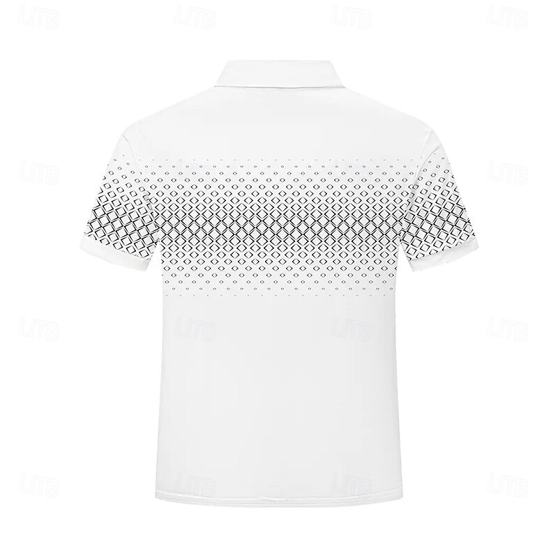 Men's Geometric Polo Short Sleeve Polo Shirts Collared Shirts Business Casual School Outdoor Athleisure Daily Wear 3D Print Summer Dark Brown White Navy Blue2