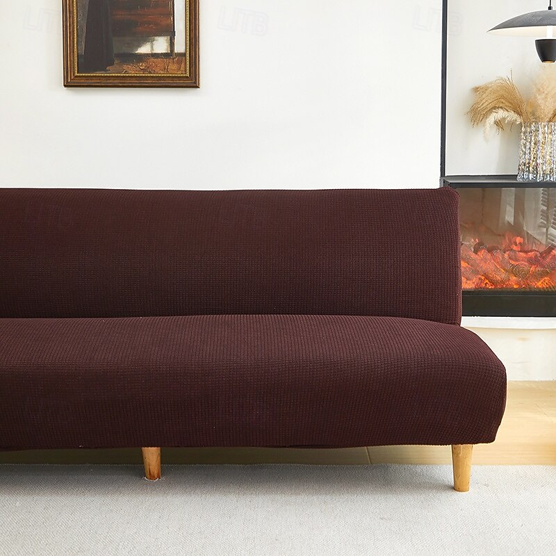 Jacquard Fabric Armless Sofa Bed Cover Slipcovers Stretch Protector Elastic Bench Cover2