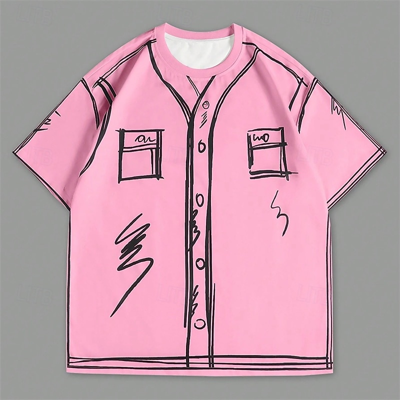 Men's T Shirt Tee Short Sleeve Shirt Tee Top Short Sleeve Crew Neck Summer Printed Fashion Designer Basic Graphic Vacation Street Going out Black Pink Blue Top Tee for Men3