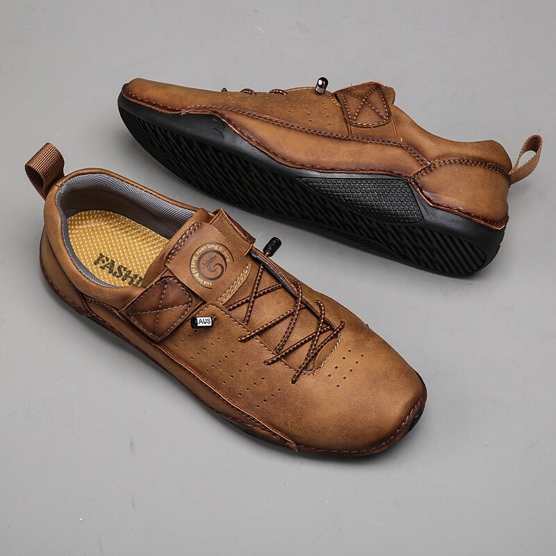 Men's Brown Casual Sneakers – Versatile Slip-on Shoes with Soft Leather for Everyday Comfort3