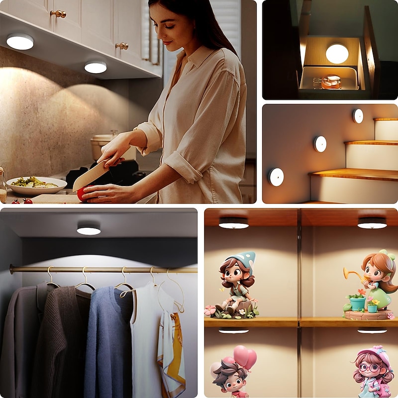 1 Pc Charging Induction Night Light Tri color Dimming Magnetic Remote Control Control Cabinet Wine Cabinet Wardrobe Lighting Type-C Charging2