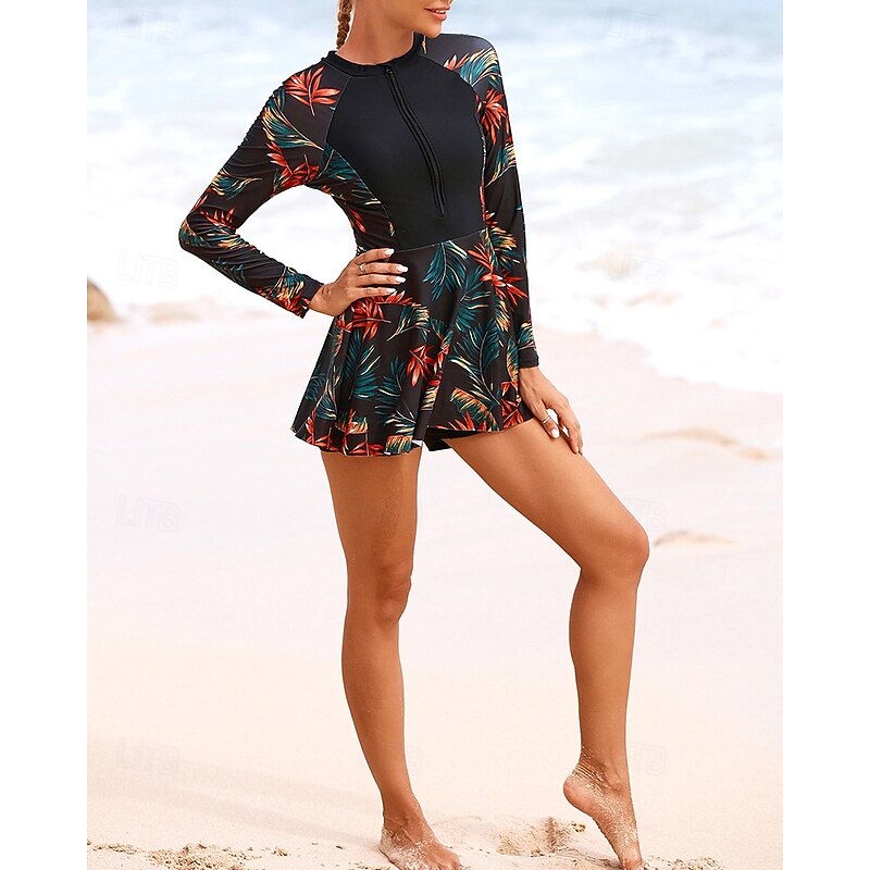 Women's Rash guard Swimsuit UV Sun Protection UPF50+ Lightweight Long Sleeve Spandex Swimwear Bathing Suit Front Zip Swimming Surfing Beach Water Sports Tropical Summer Spring Autumn3