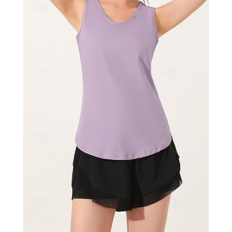 Women's Solid Colored Workout Tank Top Sport Shirt Sports Tank Top Tank Top Sleeveless Tennis Golf Pickleball Crew Neck Cutout Back Mesh Back Black Purple Green Tennis Clothing3