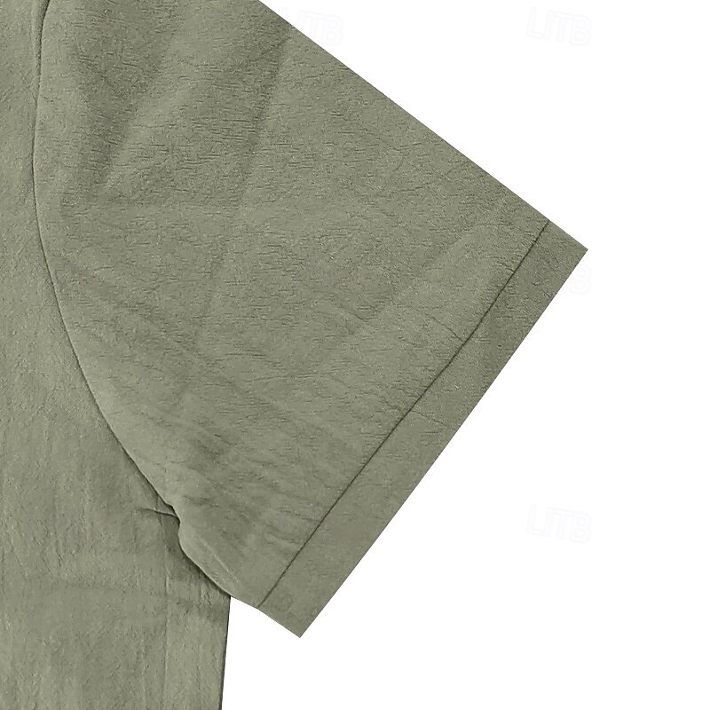 Men's Shirt Linen Shirt Popover Shirt Summer Shirt Beach Wear Plain Vacation Holiday Black White Navy Blue Sky Blue Short Sleeve Shirt Collar Summer Spring Clothing Apparel4