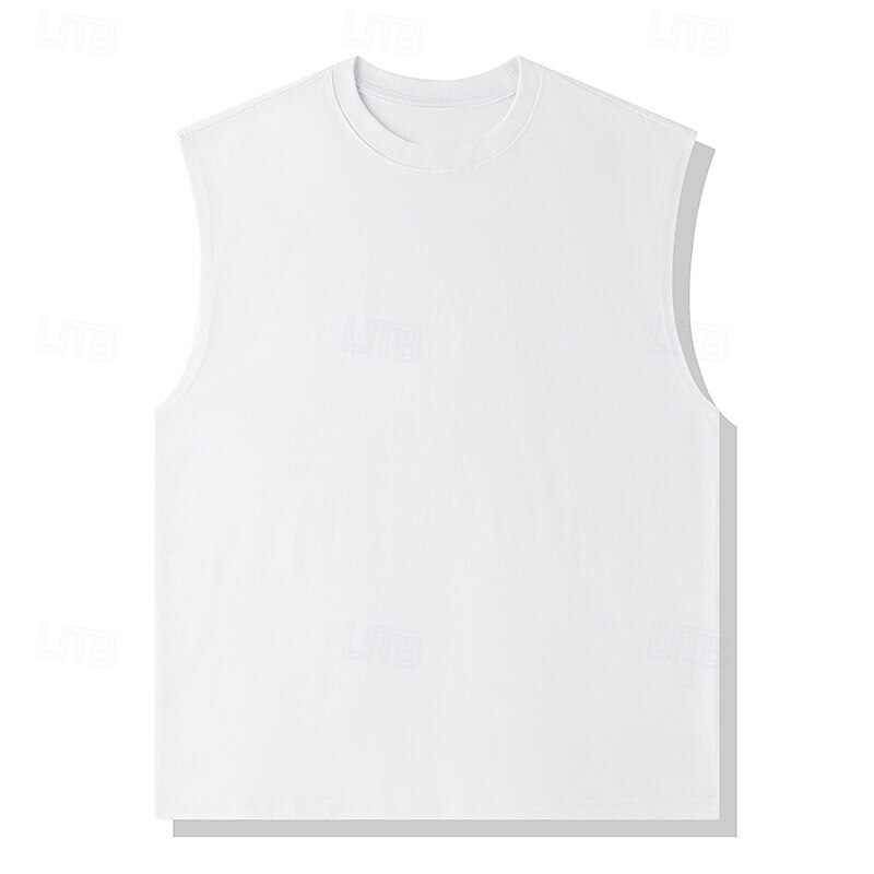 Men's Tank Top Vest Top Undershirt Sleeveless Shirt Sleeveless Crewneck Summer Plain Fashion Designer Vacation Street Going out Black White Khaki Top Tee for Men2