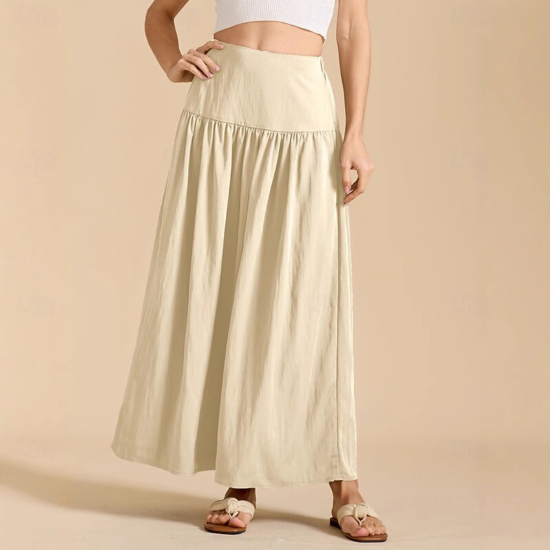 Medieval Maxi Skirt Cotton Skirt Retro Vintage Medieval Renaissance Ankle Length Skirt Cottagecore Solid Color Women's Vacation LARP Ren Faire Adults' Summer Skirt3