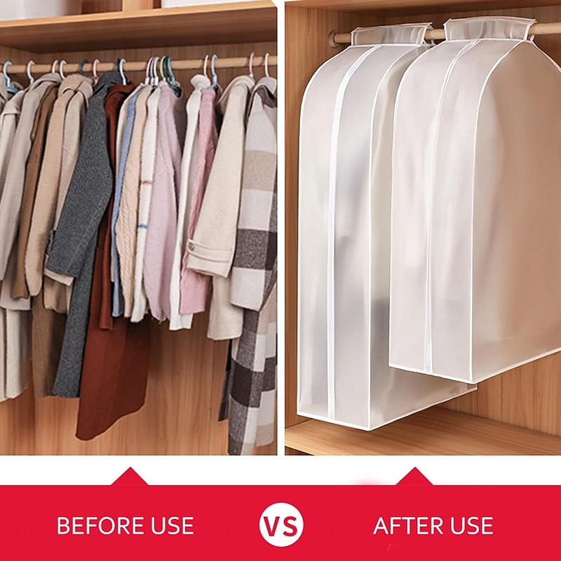 Garment Dust Cover for Clothes Rack, Full Zippered Wardrobe Storage Bag, Transparent Protective Cover for Hanging Coat Rack, Anti-Dust Closet Organizer3