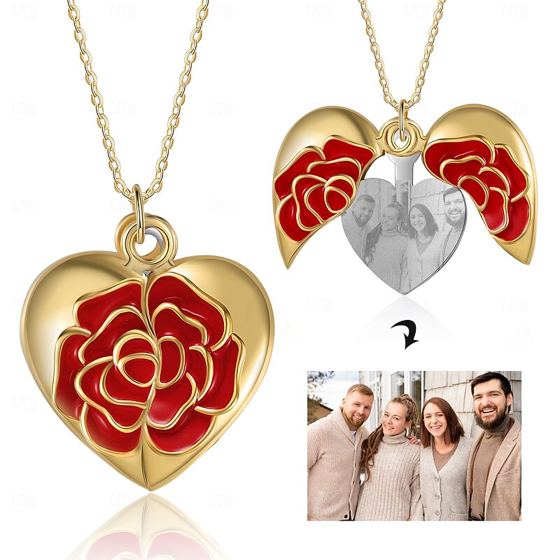 Personalized Heart Photo Necklace Custom Best Gift for Mom, Wife, Girlfriend - Elegant and Romantic Keepsake for Mother's Day, Valentine's Day, Christmas, Birthday, and Anniversary