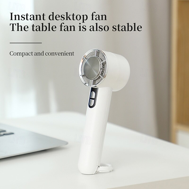 Mini Handheld Fan with Ice Cooling Pad, 5-Speed Wind, 3000mAh USB Rechargeable, Portable Desktop Personal Fan with Hook, Type-C Fast Charging for Summer Travel and Outdoor Use