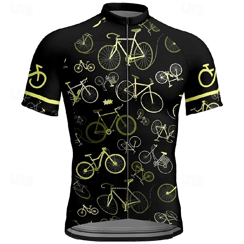 Men's Cycling Jersey Graphic Short Sleeve Bike Tee Tshirt Jersey with 3 Rear Pockets Mountain Bike MTB Quick Dry Anatomic Design Wicking Breathable Sports Yellow Blue Purple Clothing Apparel