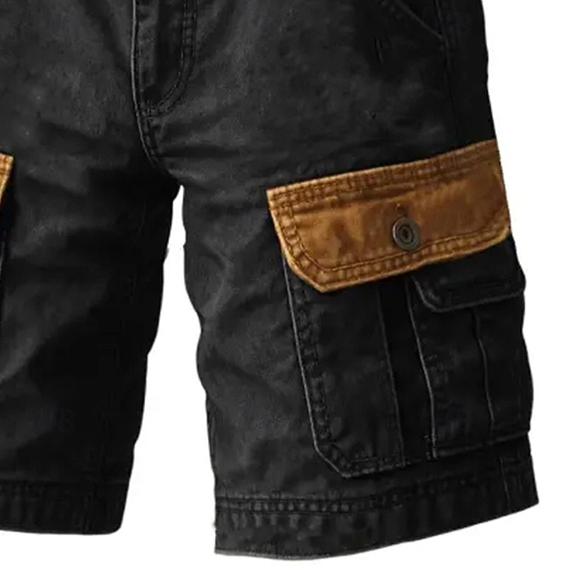 Men's Cargo Shorts Shorts Bermuda shorts Casual Shorts Hiking Shorts Multi Pocket Straight Leg Color Block Plain Moisture Wicking Wearable Knee Length Outdoor Casual Daily Fashion Streetwear Black3