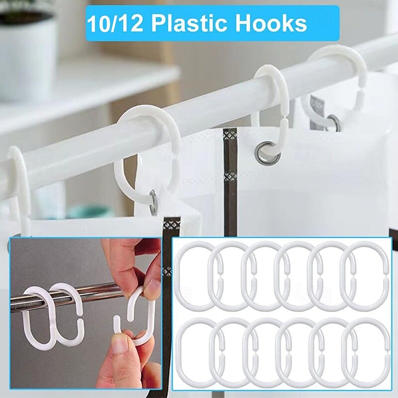 PEVA Shower Curtain Liner with Plastic Hooks Waterproof for Bathroom Decor Clear Contemporary Bathroom Curtains Black White Lattice Pattern4