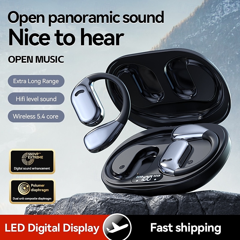 M75 Hands Free Telephone Driving Headset Ear Hook Bluetooth 5.3 Stereo Surround sound HIFI for Fitness Gym Workout Mobile Phone