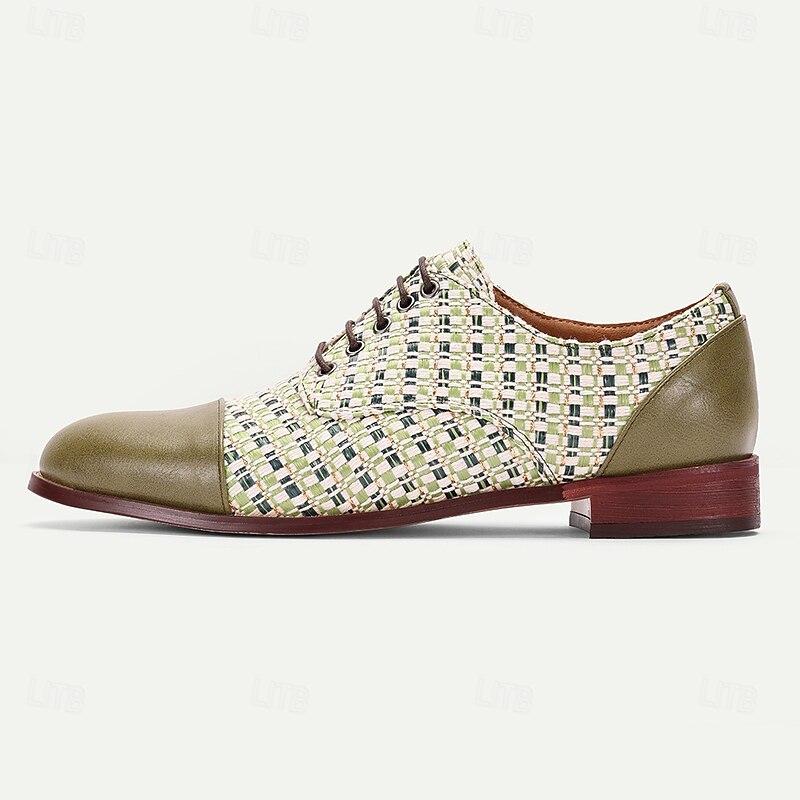 Men's Vibrant Green and White Nylon Woven Beaded Lace-Up Oxfords - Unique Statement Shoes for Social Events and Festivals4