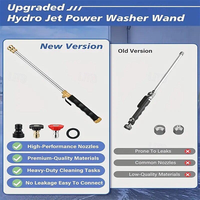 High Pressure Cleaning Rod With 2 Hose Nozzles - Multi-functional Garden Hose Accessory For Efficient Car And Patio Cleaning Durable Aluminium Alloy Material4