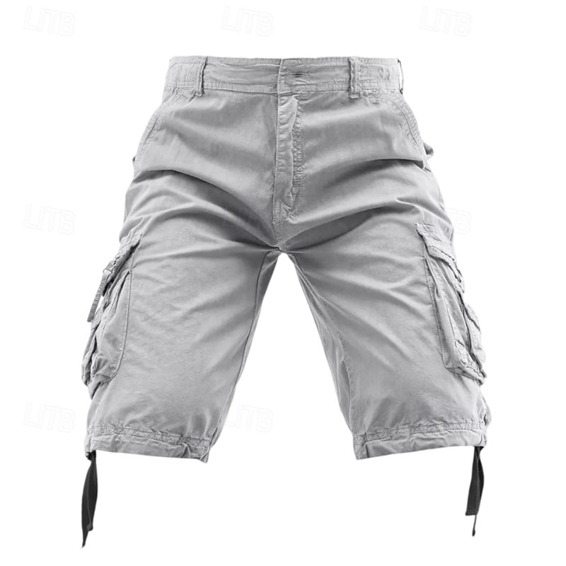 Men's Capri Cargo Shorts Cargo Shorts Shorts Summer Shorts Multi Pocket Flap Pocket Plain Comfort Wearable Knee Length Outdoor Sport Daily Fashion Casual Black Red2