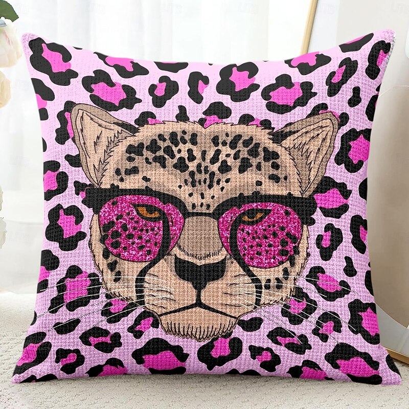 Animal Leopard Decorative Toss Pillows Cover 1PC Soft Square Couch Cushion Case Pillowcase for Bedroom Livingroom Sofa Chair3