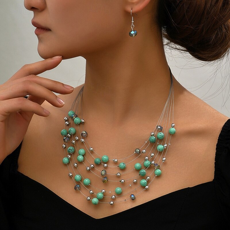 Earrings Set 1 set Imitation Pearl Earrings Necklace Women's Fashion Jewelry Set For Wedding Guest Gift Festival