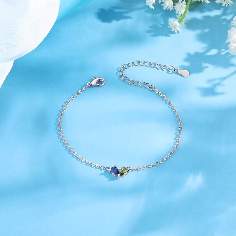 Personalized Birthstone Heart Bracelet for Women, 12 Month Natural Gemstone Zodiac Jewelry, Custom Guardian Gift for Mom, Wife, Girlfriend, Birthday, Mother's Day, Valentine's Day, Christmas4