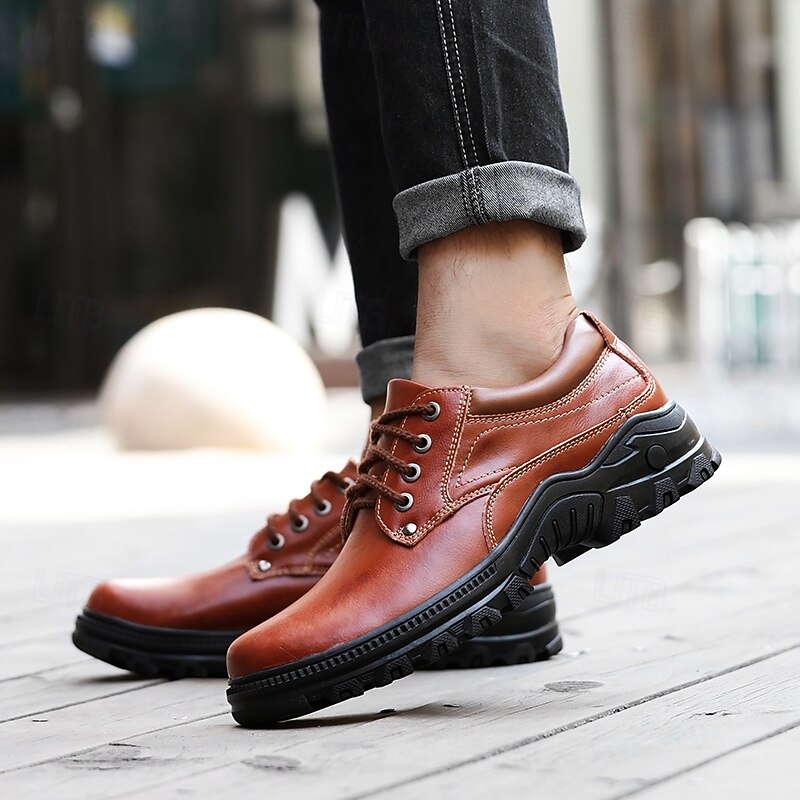 Men's Red-Brown Lace-Up Shoes with Cushioned Memory Foam Soles - Stylish and Supportive for Business Casual Outfits and Weekend Getaways3