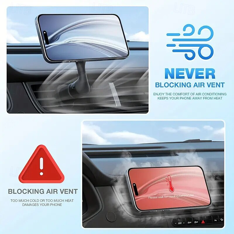 Magnetic Cell Phone Holder for Car Vents 360 Degree Swivel for All Phones4
