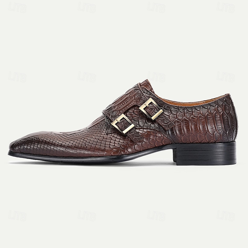 Men's Double Monk Strap Crocodile Embossed Dress Shoes – Statement Leather Kentucky Derby Shoes for Race Day and Garden Parties3