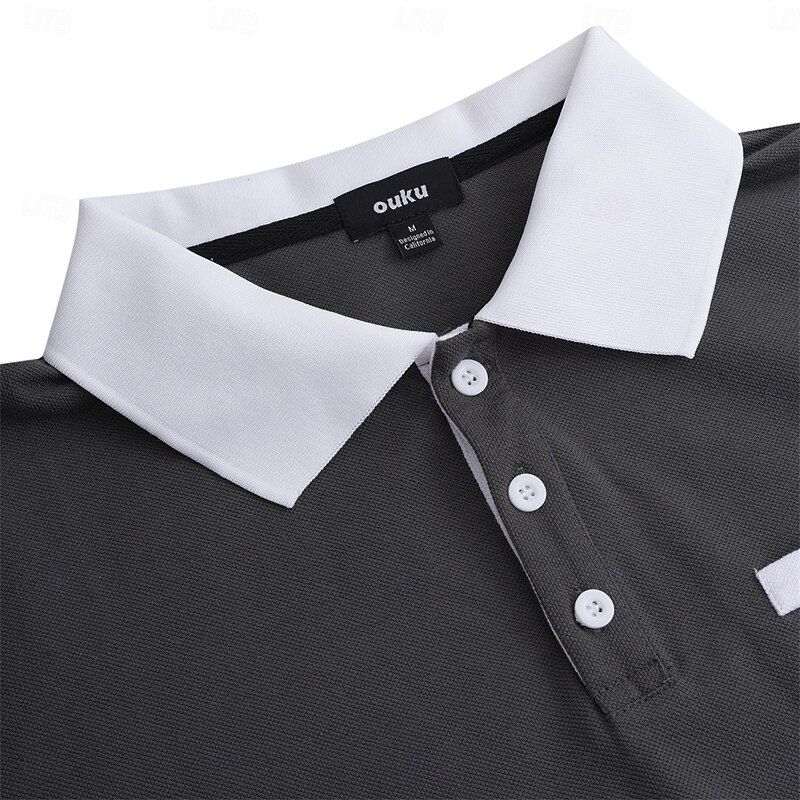 Men's Cotton Polo Shirt Golf Shirt Casual Sports Lapel Ribbed Polo Collar Short Sleeve Fashion Basic Plain Classic Summer Spring Slim Fit White Red Blue Gray Cotton Polo Shirt4