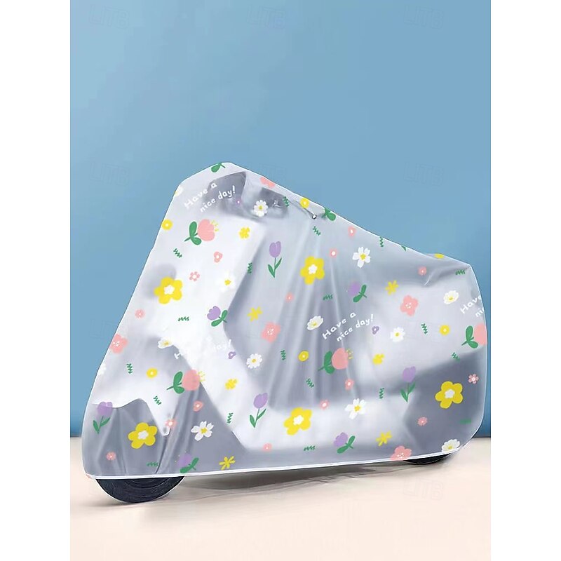 Scooter Rain Cover for Electric Bike, PEVA Waterproof Dust Cover with Floral Print, Universal Fit for Yadea, Xiaodao and Other E-Bikes3