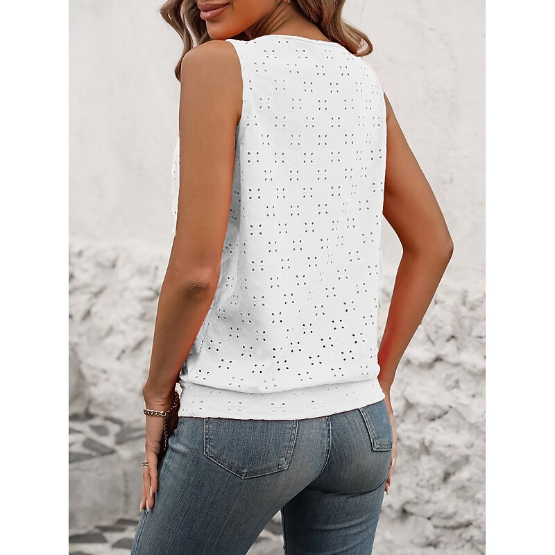 Women's Camisole Tank Top Solid Color Plain Elegant Stylish Basic Sleeveless Crew Neck Regular Tops Daily Holiday Ruched Black White Yellow Red Green Summer Spring2