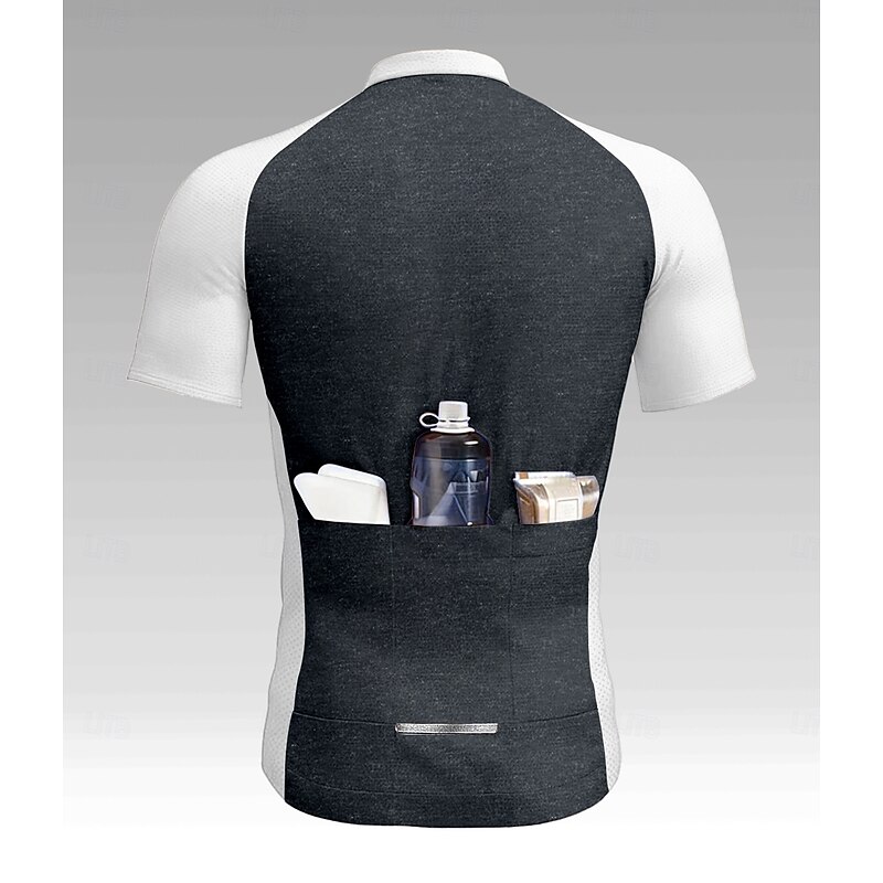 Men's Women's Cycling Jersey Graphic Geometric Letter & Number Short Sleeve Bike Tee Tshirt Top with 3 Rear Pockets UV Resistant Quick Dry Front Zipper Reflective Strips Sports Grey Clothing Apparel2