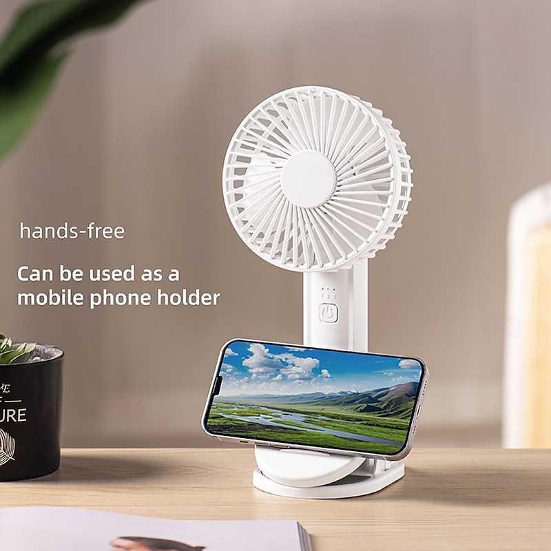 Portable Clip Fan with 3 Speeds, Foldable Wall-Mount Design, USB Rechargeable, White2